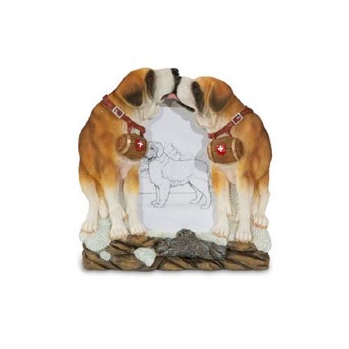 IMPEXIT - Cadre Photo Chien Saint-Bernard tendresse en résine 19/18/3 cm