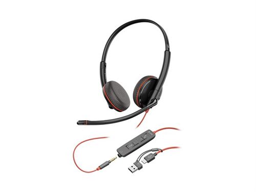 Hp Noir Poly Blackwire C3225 - Blackwire 3200 Series - Micro-Casque - Sur-Oreille - Filaire - Jack 3,5Mm - Certifié Skype, Certifié Cisco Jabber, - Image 3