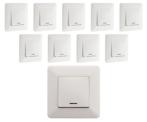 Zenitech - Lot de 10 interrupteurs va et vient + voyant 10A - blanc - Artezo
