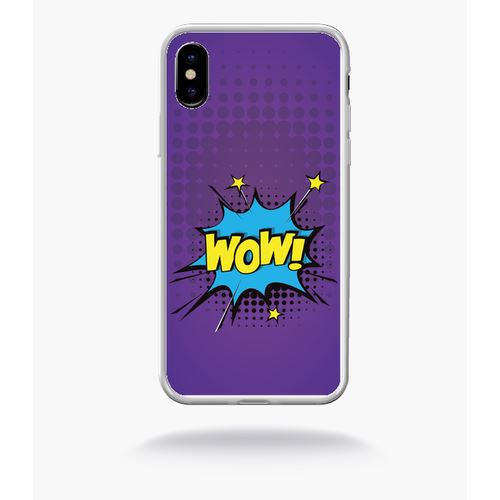 Coque Wow Fond Mauve Compatible Apple Iphone 10 Bord Transparent