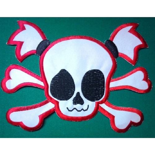 gros patch fillette à couette pirate dos veste 20cm ecusson