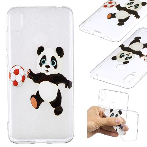Coque en TPU impression de motifs panda joue au football pour votre Huawei Y7 (2019)