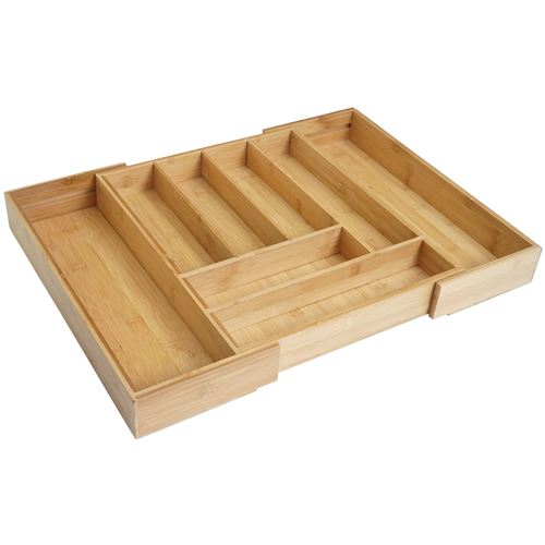 Range-couverts MENDLER HWC-B20, organisateur de tiroir, bambou extensible 35-58x45cm