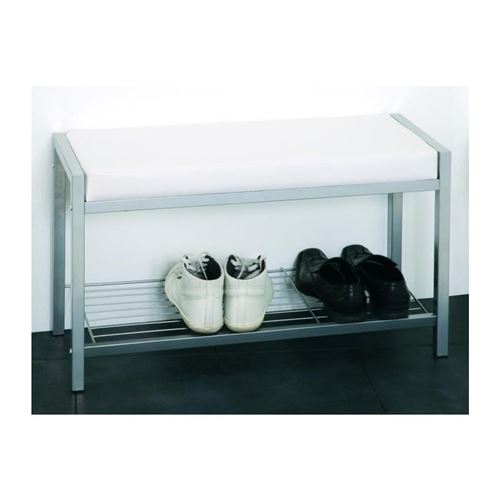 Banc de rangement chaussures Enja 80x48x32 cm aluminium et blanc