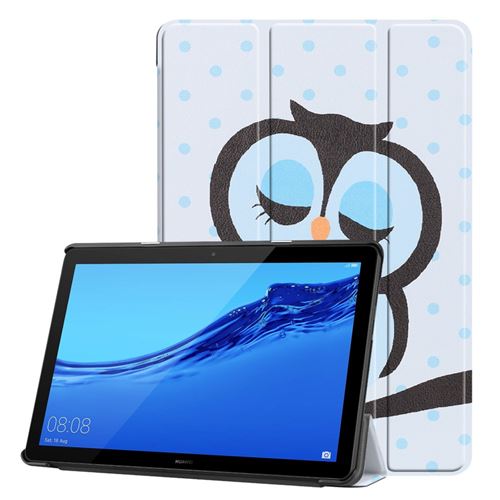 Etui en PU tri-fold motif faire la sieste hibou sur la branche pour votre Huawei MediaPad T5 10