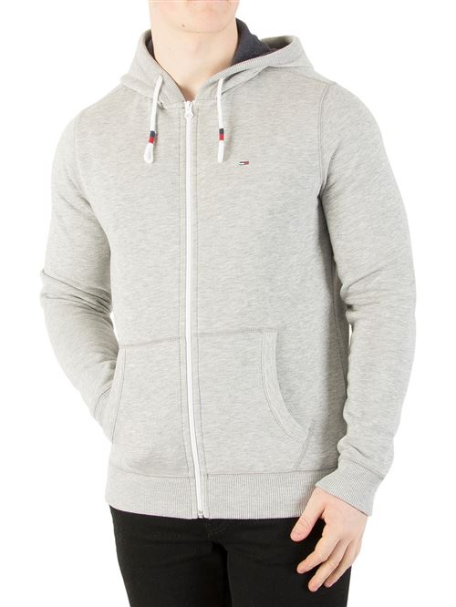 Tommy Jeans Homme Sweat à capuche zippé d'origine, Gris