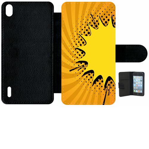 Etui À Rabat Huawei Ascend P7 Fond Comics Orange