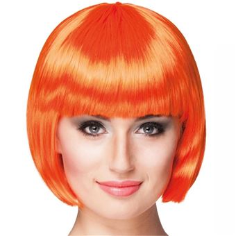 perruque coupe cheveux carré frange orange femme - boland 85893 - 1