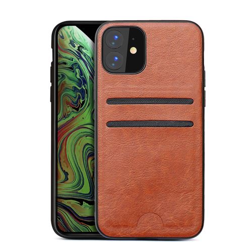 Coque en cuir avec fente carte pour Apple iPhone 11 Pro Max 6.5 - Brun