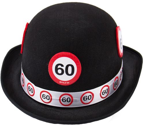 Folat chapeau melon 60 ans 20,5 x 11 cm polyester noir taille unique