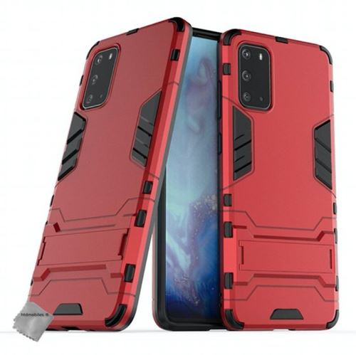 Coque rigide anti choc pour Samsung Galaxy S20 avec verre trempe - ROUGE