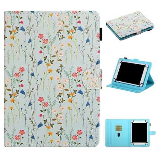 Etui en PU impression de motifs avec support et porte-cartes fleuron pour votre Tablets 10 pouces