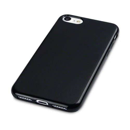VSHOP® Coque iPhone 7/8 - Coque pour iPhone 7 / iphone 8 - Housse de téléphone en Silicone Noir Mat avec pourtour noir brillant