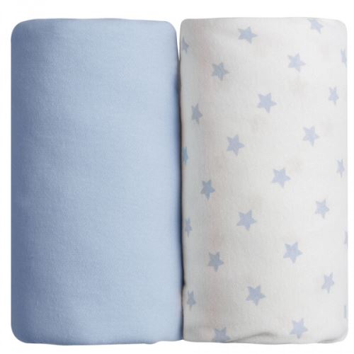 Lot de 2 draps housse bleu / imprimé étoiles bleu 70 x 140 cm - babycalin