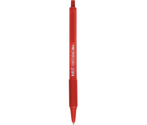 BIC Stylo &agrave; bille r&eacute;tractable Soft Feel Clic grip, rouge