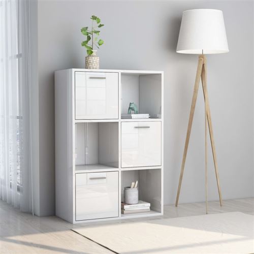 vidaXL Armoire de rangement Blanc brillant 60x29,5x90 cm Aggloméré