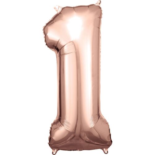 Amscan ballon en aluminium numéro 1 junior 33 x 86 cm or rose
