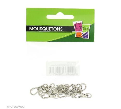 Fermoir mousqueton Argenté - 2,3 x 1,6 cm - 10 pcs