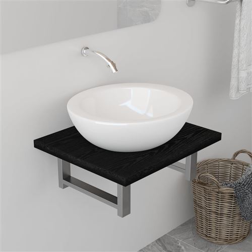 Étagère murale de salle de bain pour bassin Noir 40x40x16,3 cm