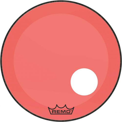 Remo P3-1322-CT-RDOH - Peau de frappe Powerstroke 3 Colortone pour grosse caisse, rouge, 22, avec trou décentré de 5