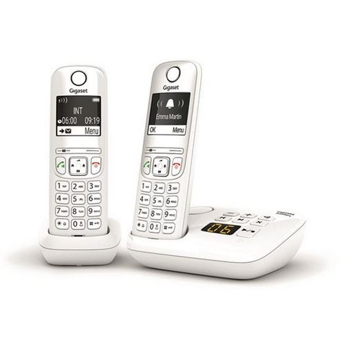 Gigaset AS690A Duo - Téléphone sans fil - système de répondeur avec ID d'appelant - ECO DECTGAP - blanc + combiné supplémentaire