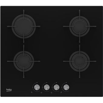 Beko HILG64221S - Table de cuisson au gaz - 4 plaques de cuisson - Niche - largeur : 56 cm - profondeur : 49 cm - noir - 1