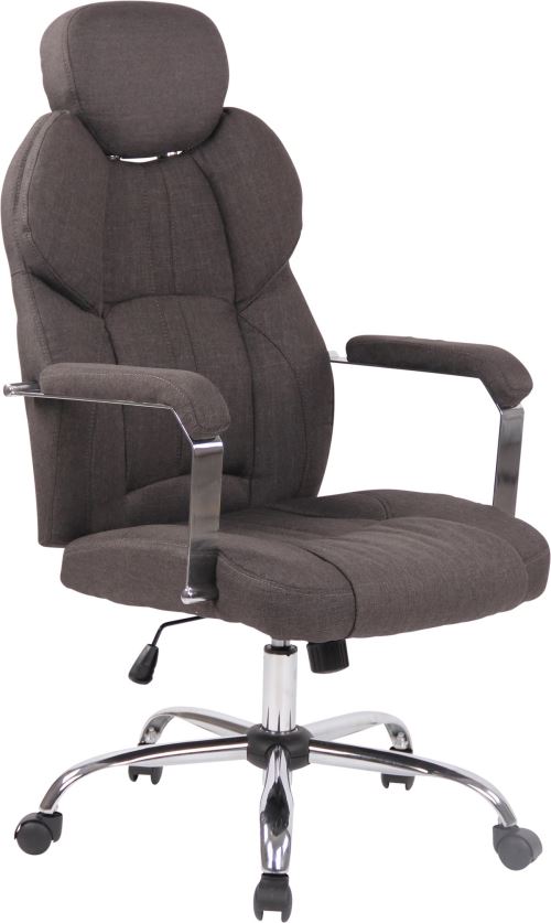 Fauteuil de Bureau Almelo en Tissu - Chaise de Bureau avec Roulettes Accoudoirs - Réglable en hauteur Pivotante - Couleur d'assise Gris foncé