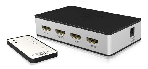 Icy Box Sw3011 Triple Smart Switch Hdmi 3 X Entrée/1 Sortie, Ultra Hd (4 K2 K), Full Hd, 3d, Hdcp 2.2 Avec Télécommande Noir/gris