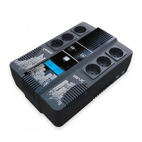 INFOSEC ZEN X Onduleur Line Interactive 800 VA 6 Prises FR/SCHUKO - 1 chargeur USB - 1 port USB