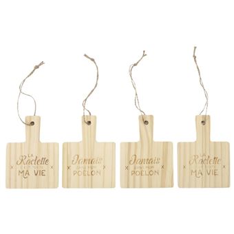 Lot de 4 Supports à Poêlon Raclette 13cm Naturel