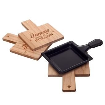 Lot de 4 Supports à Poêlon Raclette 13cm Naturel