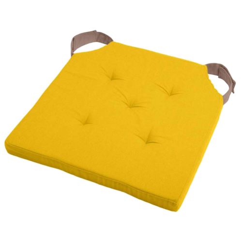 Coussin de chaise - réversible - Jaune et Taupe 38 x 38 cm