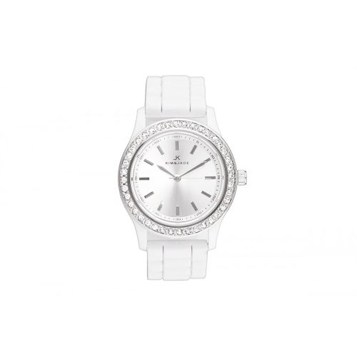 Montre Femme Kim & Jade à Quartz Cadran Argenté 32mm Et Bracelet Blanc En Acier 2032L-W