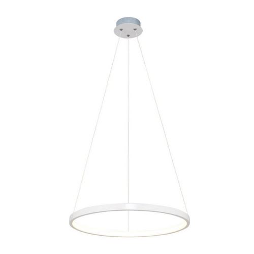 HOMEMANIA Lampe à Suspension Yorunge Chandelier - Rond - de Plafond - Blanc en Métal, 40 x 40 x 120 cm, 1 x LED, 25W, 2625LM, 4200K Lumière Blanc Naturel