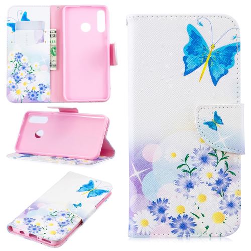Etui en PU impression de motifs avec support papillon et marguerite pour votre Huawei P30 Lite