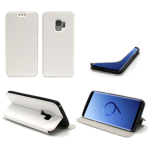 Etui luxe Samsung Galaxy S9 4G blanc Slim Cuir Style avec stand smartphone 2018 - Housse coque de protection - Accessoires pochette XEPTIO case