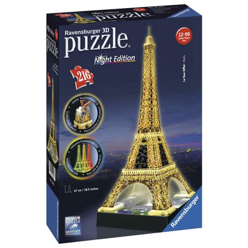 Puzzle 3D Ravensburger Tour Eiffel Night Edition 216 pièces - Puzzle 3D -  Achat & prix