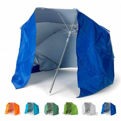 Beachline - Parasol de plage portable moto pliable léger aluminium tente 200 cm Piuma, Couleur: Bleu