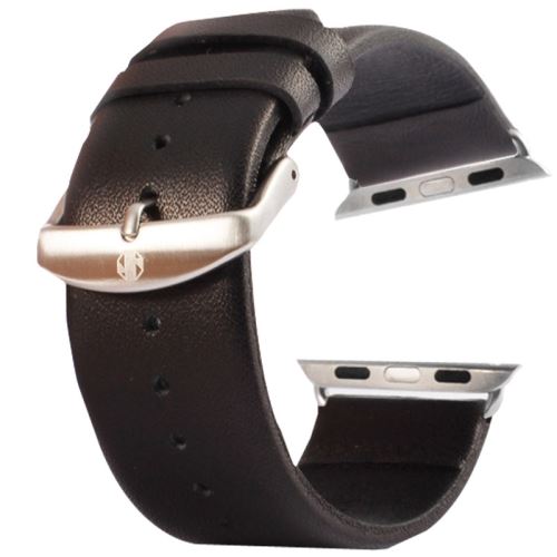 Apple Watch 42mm Bracelet Cuir PU effet lisse connecteur fourni Noir ALS62743