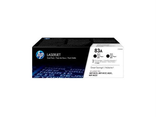 HP 83A - Pack de 2 - noir - original - LaserJet - cartouche de toner (CF283AD) - pour LaserJet Pro M201, M202, MFP M125, MFP M127, MFP M225