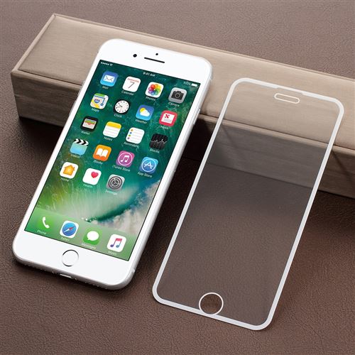 Protecteur écran en verre trempé soie imprimée de garde complète blanc pour votre Apple iPhone 8/7/6s/6