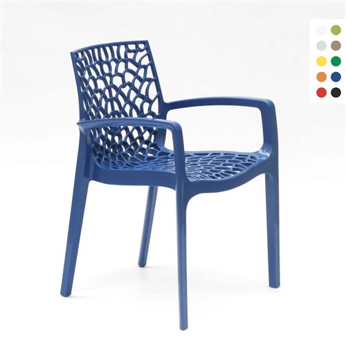 Grand Soleil - Chaise en polypropylène accoudoirs jardin café Grand Soleil Gruvyer Arm, Couleur: Bleu
