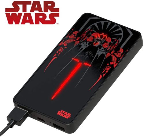 Tribe Star Wars Kylo Ren - Banque d'alimentation - 6000 mAh - 2 A - 2 connecteurs de sortie (USB) - sur le câble : Micro-USB