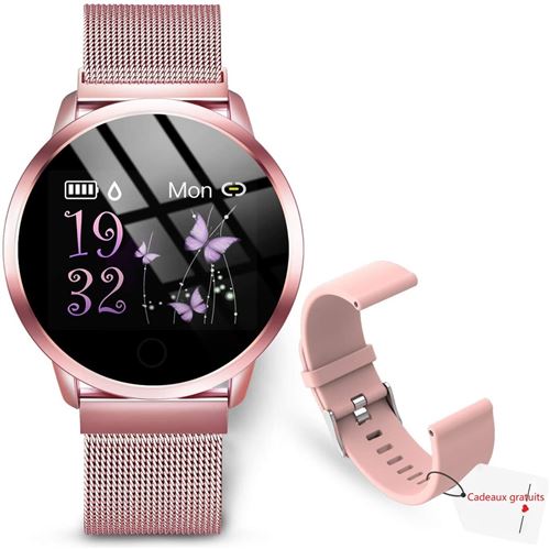 Montre Connectée CHRONUS pour Femmes Homme Sport Avec IP67 Etanche Multifonction Oxymètre Podomètre pour iOS Android-Rose