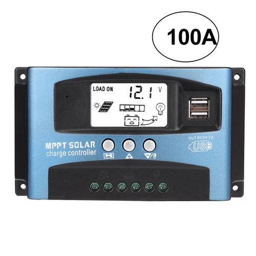 Contrôleur de charge solaire MPPT 100A Double affichage LCD LCD 12V 24V (100A)