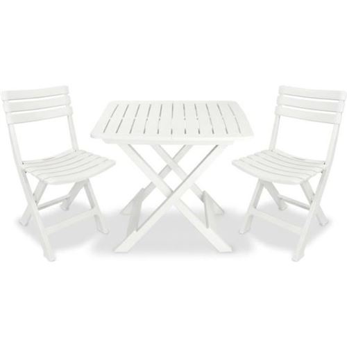 Vidaxl Blanc Ensemble De Bistro Pliable 3 Pcs Plastique