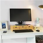 Support d'écran d'ordinateur de support de moniteur de bambou avec 2  tiroirs frg198-n sobuy® - Conforama