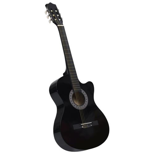 vidaXL Guitare acoustique pan coupé western 6 cordes Noir 38
