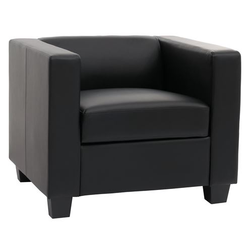 Fauteuil Club / Lounge Lille, 86x75x70cm, simili-cuir, noir