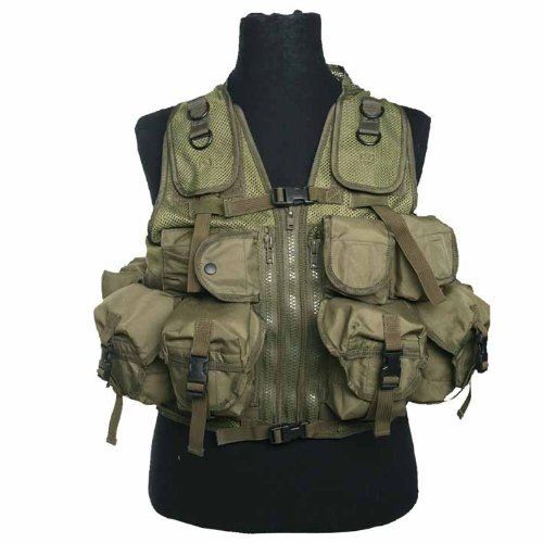 Gilet veste tactique vert olive multipoches et carquois intégré airsoft taille unique